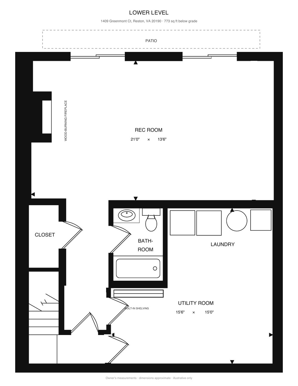 Lower level floor plan